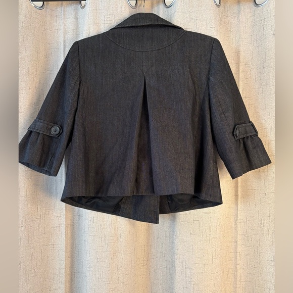 LOFT Dark Gray/Black Cropped Jacket Blazer Double Breasted Pockets Size 10P - Picture 5 of 6